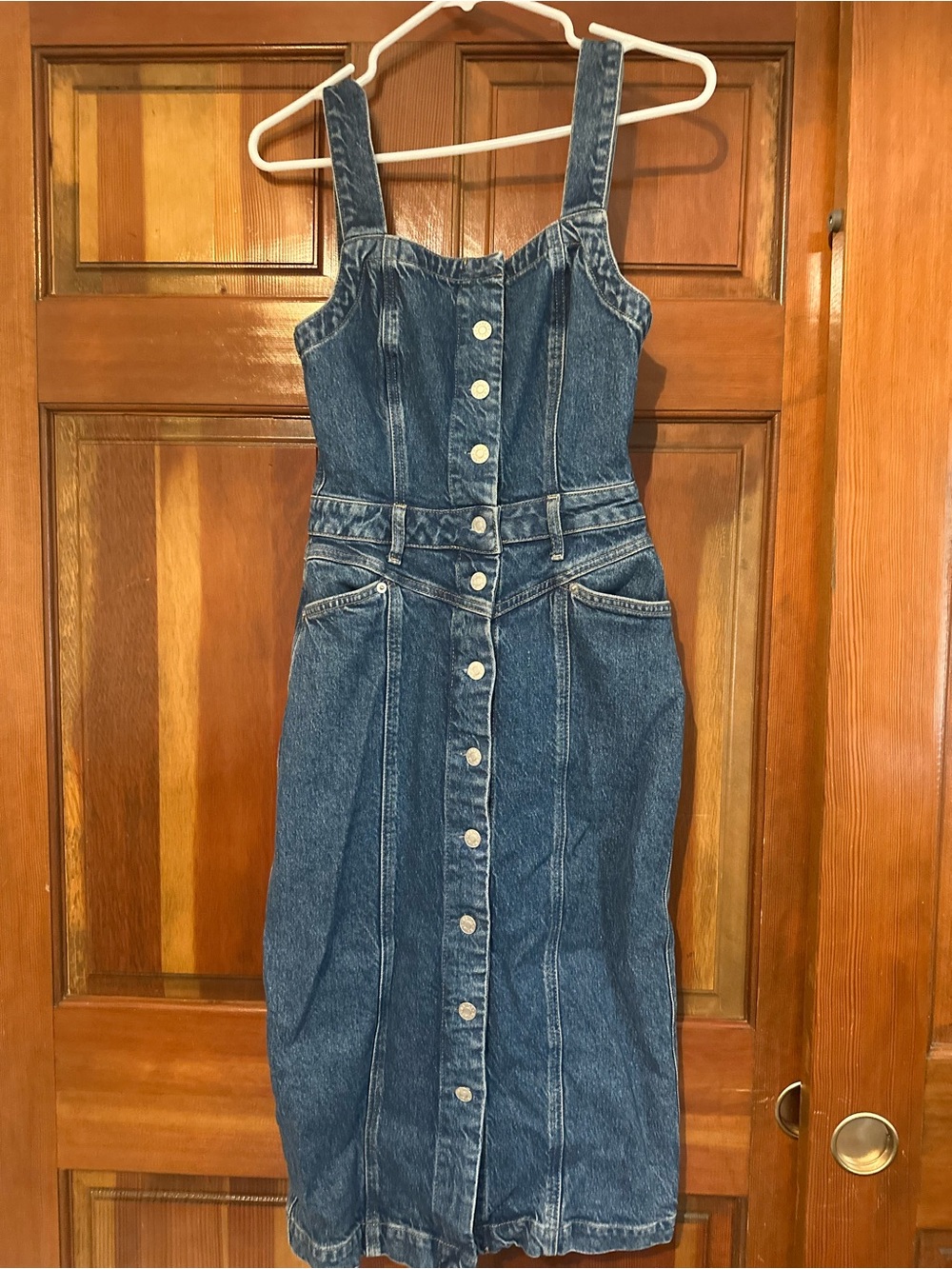 Rails Blue Denim Button-Front Midi Dress
